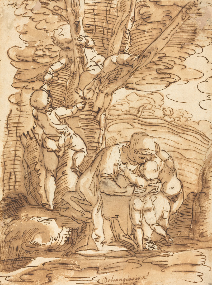 Charity by Follower of Luca Cambiaso (Genoese, 1527 - 1585), 16X12"(A3)Poster Print