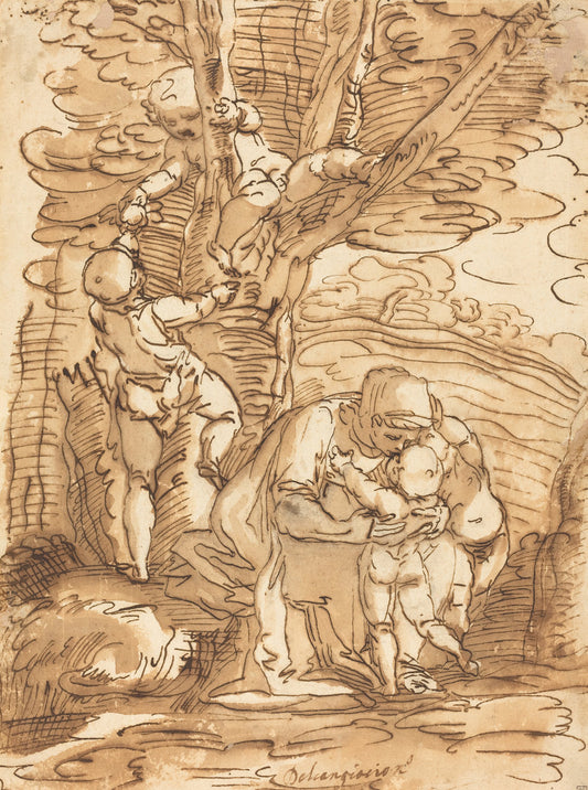 Charity by Follower of Luca Cambiaso (Genoese, 1527 - 1585), 16X12"(A3)Poster Print