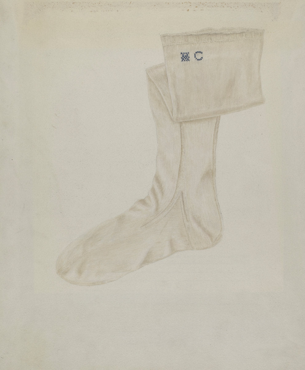 Shaker Woman's Stocking by Betty Fuerst (American, active c. 1935), 16X12"(A3)Poster Print