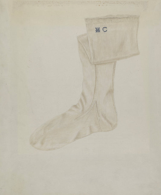 Shaker Woman's Stocking by Betty Fuerst (American, active c. 1935), 16X12"(A3)Poster Print