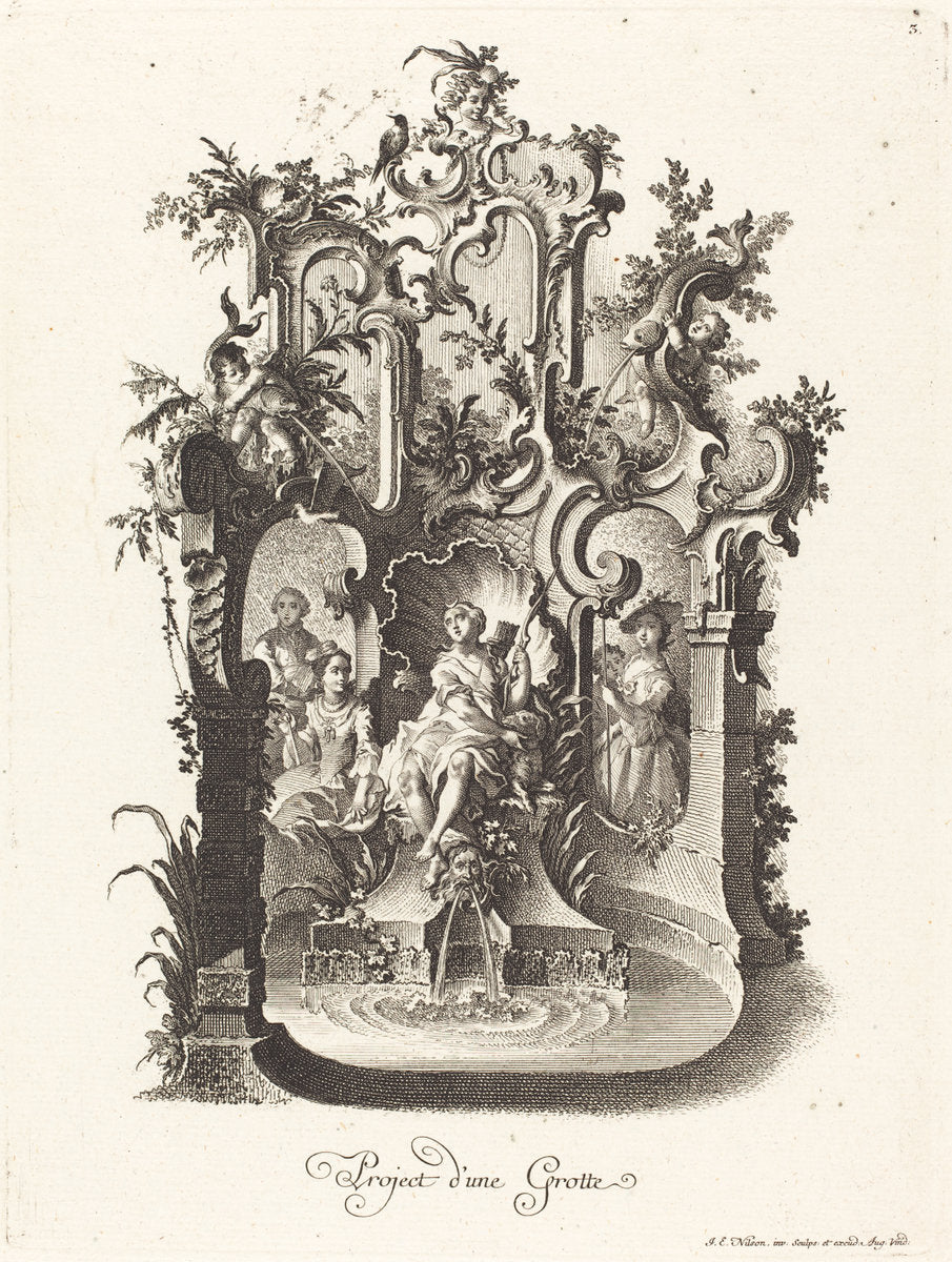 Project d'une Grotte (Plan for a Grotto) by Johann Esaias Nilson (German, 1721 - 1788), 16X12"(A3)Poster Print