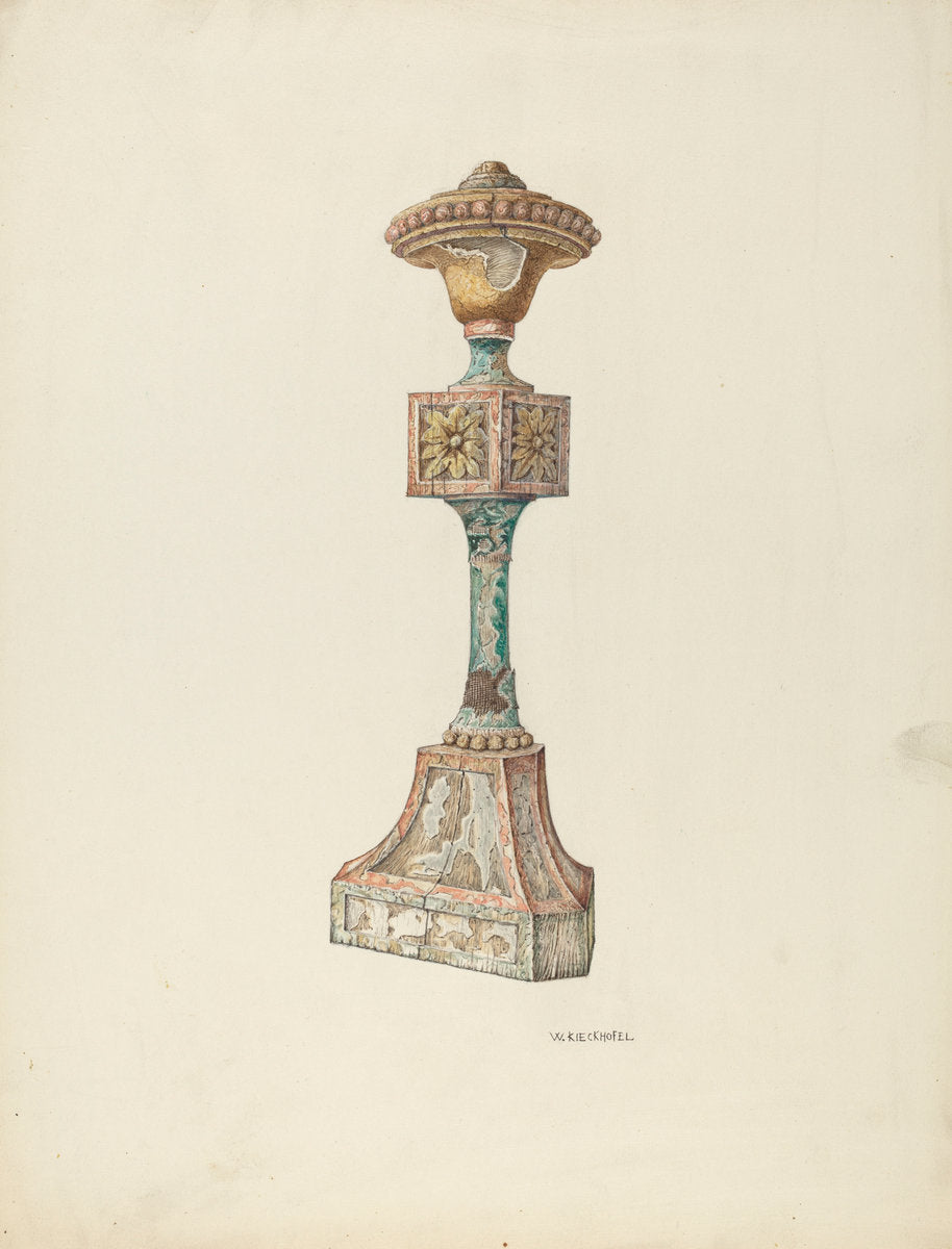 Ceremonial Candlestick (Ecclesiastical Furniture) by William Kieckhofel (American, active c. 1935), 16X12"(A3)Poster Print