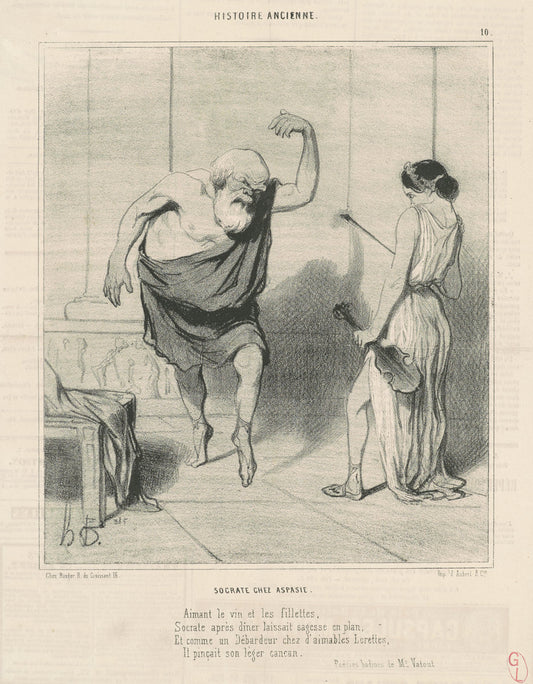 Socrate chez aspasie by Honoré Daumier (French, 1808 - 1879), 16X12"(A3)Poster Print