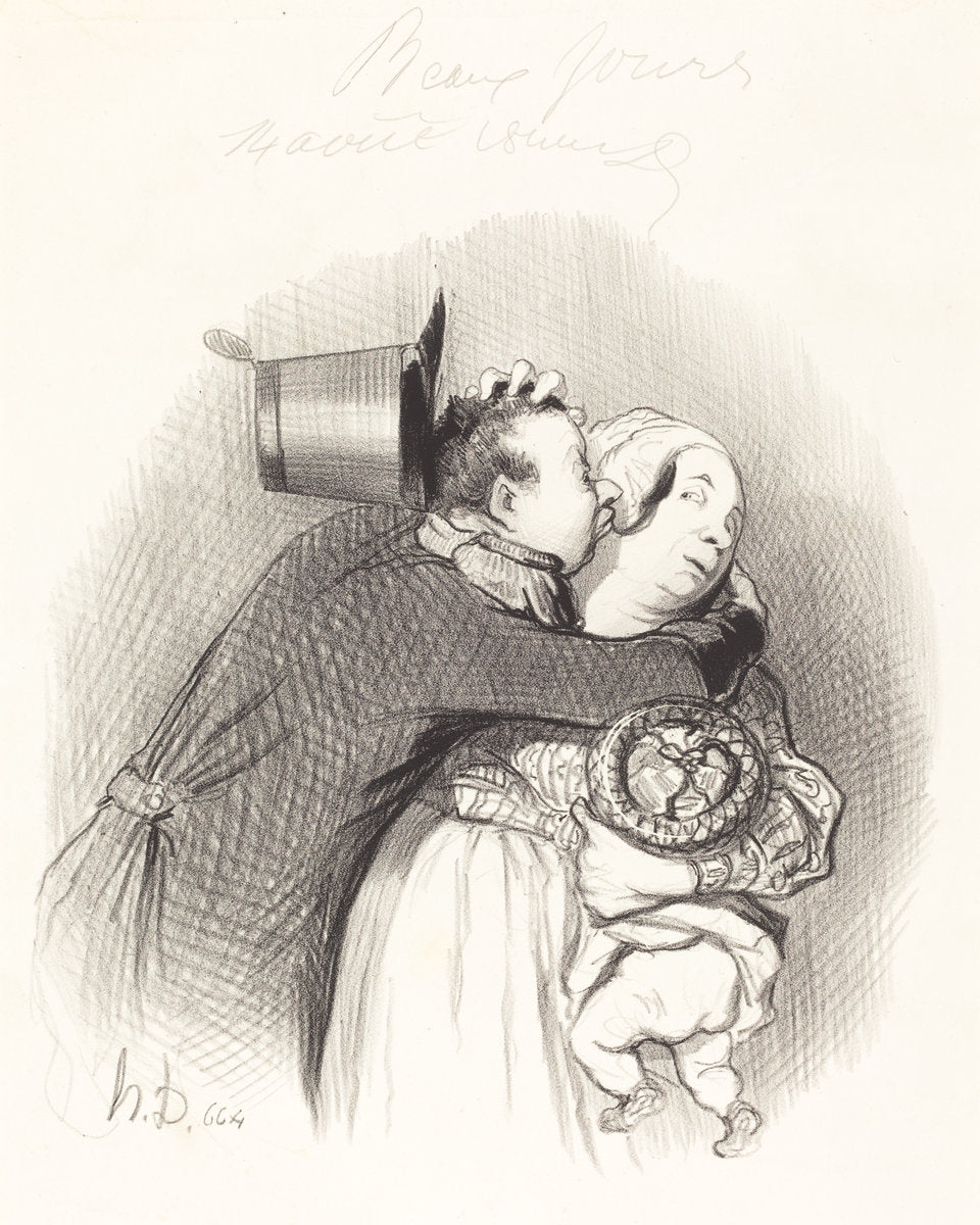 Rencontre de la payse by Honoré Daumier (French, 1808 - 1879), 16X12"(A3)Poster Print