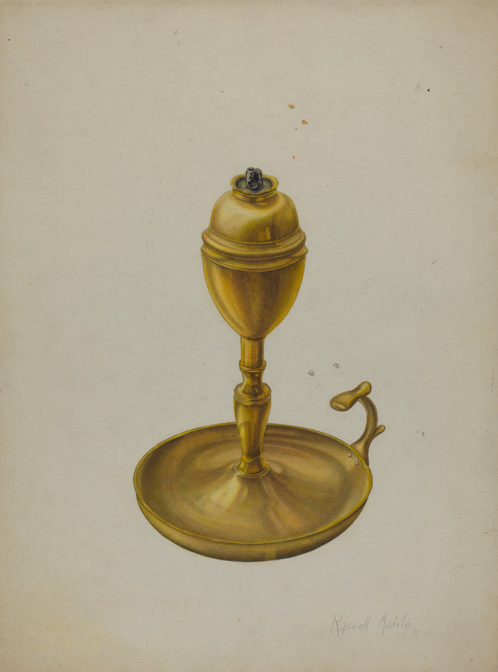 Brass Oil Lamp by Russell Madole (American, active c. 1935), 16X12