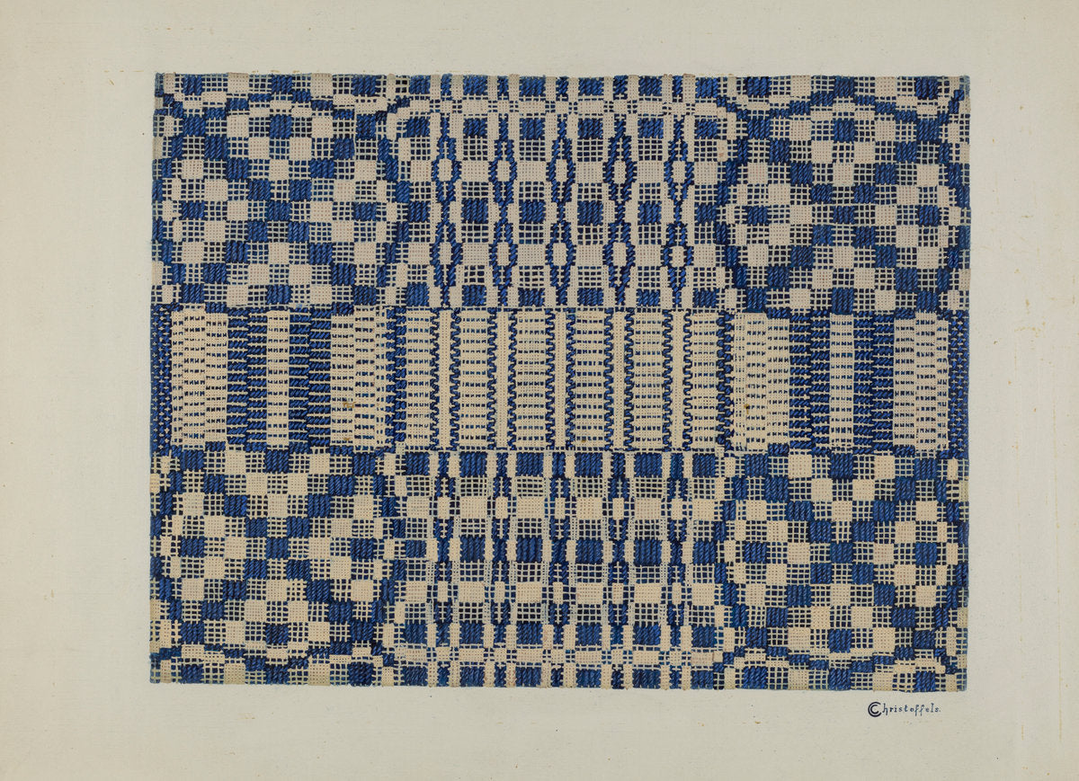 Coverlet Detail by Cornelius Christoffels (American, active c. 1935), 16X12"(A3)Poster Print