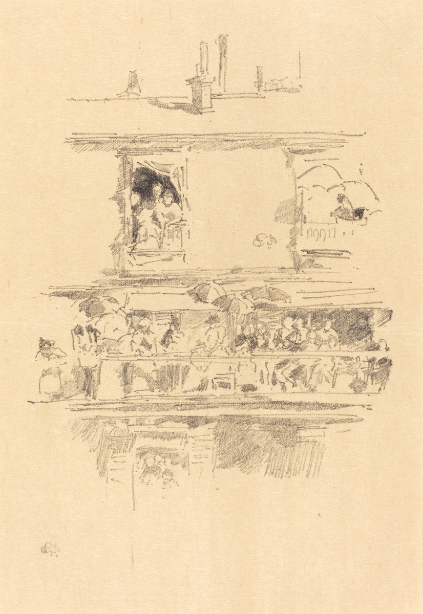The Long Balcony by James McNeill Whistler (American, 1834 - 1903), 16X12"(A3)Poster Print