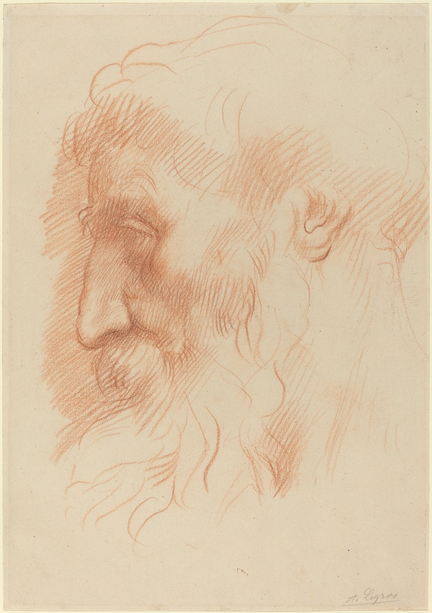Study of a Man's Head [recto] by Alphonse Legros (French, 1837 - 1911), 16X12"(A3)Poster Print