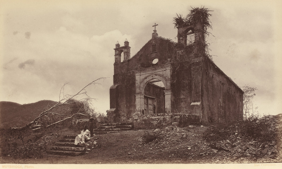 Ruins of the Church of San Miguel, Panama by Eadweard Muybridge (American, born England, 1830 - 1904), 16X12"(A3)Poster Print