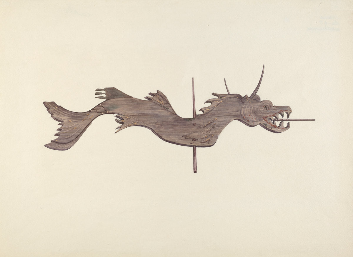 Dragon Weather Vane by Dorothy Hay Jensen (American, 1910 - 1999), 16X12"(A3)Poster Print