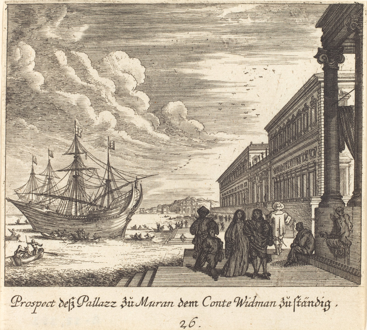 Palazzo of Count Widman by Melchior Küsel after Johann Wilhelm Baur (German, 1626 - 1683), 16X12"(A3)Poster Print