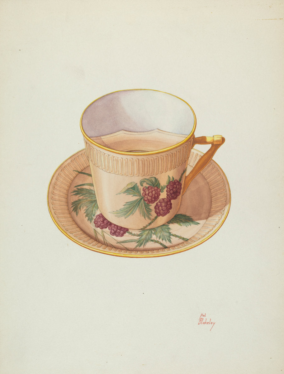 Moustache Cup and Saucer by Hal Blakeley (American, active c. 1935), 16X12"(A3)Poster Print