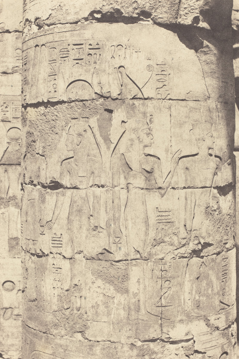 Karnak (Thèbes), Palais--Salle hypostyle--Colonnade Centrale--Décoration d'un Fut by Félix Teynard (French, 1817 - 1892), 16X12"(A3)Poster Print