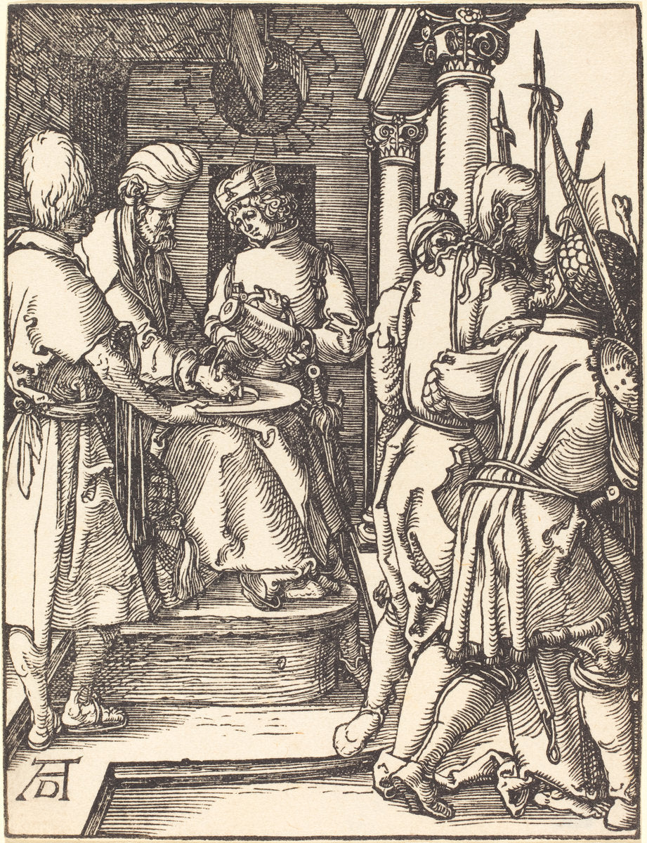 Pilate Washing His Hands by Albrecht Dürer (German, 1471 - 1528), 16X12"(A3)Poster Print