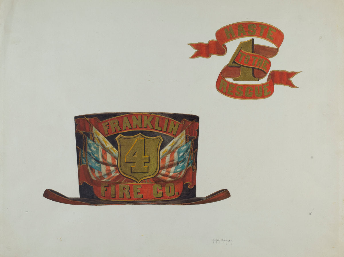 Fireman's Hat by Helen Bronson (American, active c. 1935), 16X12"(A3)Poster Print