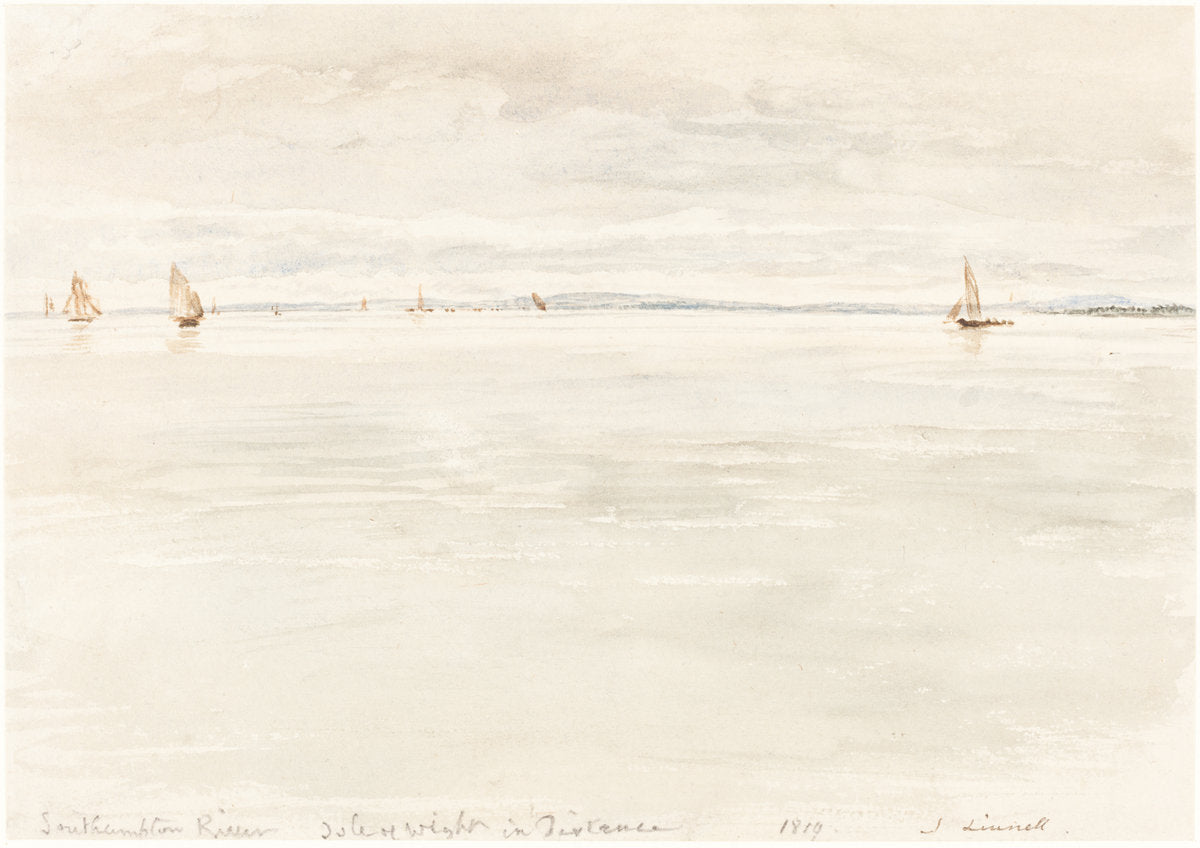 Sailboats on Southampton River by John Linnell (British, 1792 - 1882), 16X12"(A3)Poster Print
