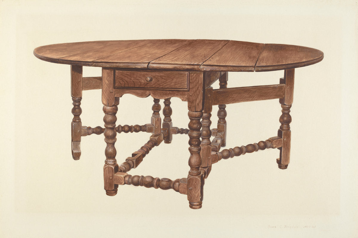 Gateleg Table by Amos C. Brinton (American, 1888 - 1982), 16X12"(A3)Poster Print