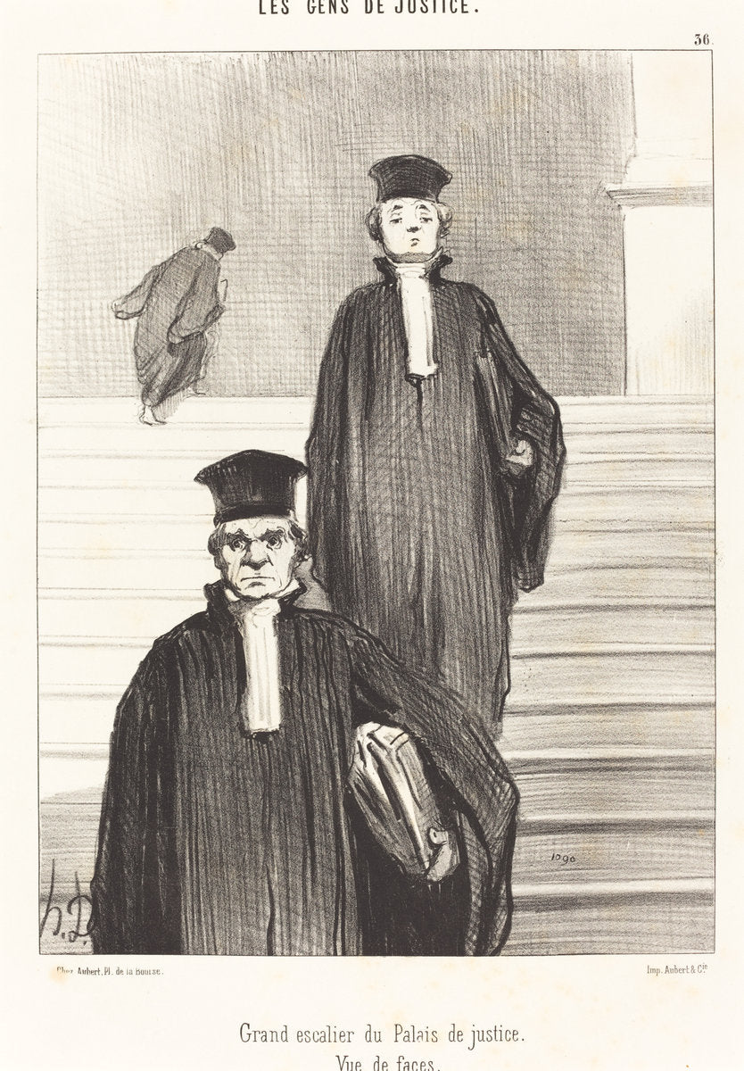 Grand escalier du Palais de justice.  Vue de face by Honoré Daumier (French, 1808 - 1879), 16X12"(A3)Poster Print