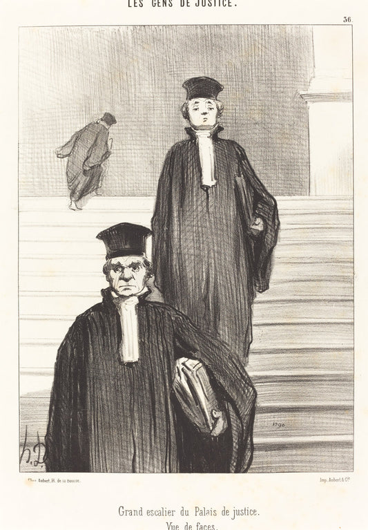 Grand escalier du Palais de justice.  Vue de face by Honoré Daumier (French, 1808 - 1879), 16X12"(A3)Poster Print