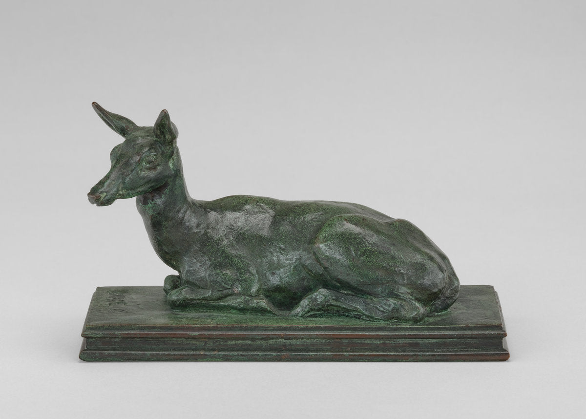 Doe Reclining by Antoine-Louis Barye (French, 1795 - 1875), 16X12"(A3)Poster Print