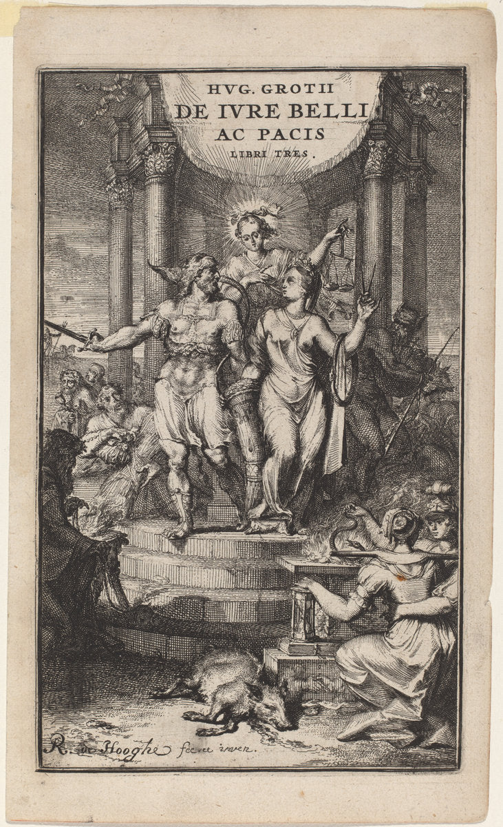 Law of War and Peace (title page for Grotius) by Romeyn de Hooghe (Dutch, 1645 - 1708), 16X12"(A3)Poster Print