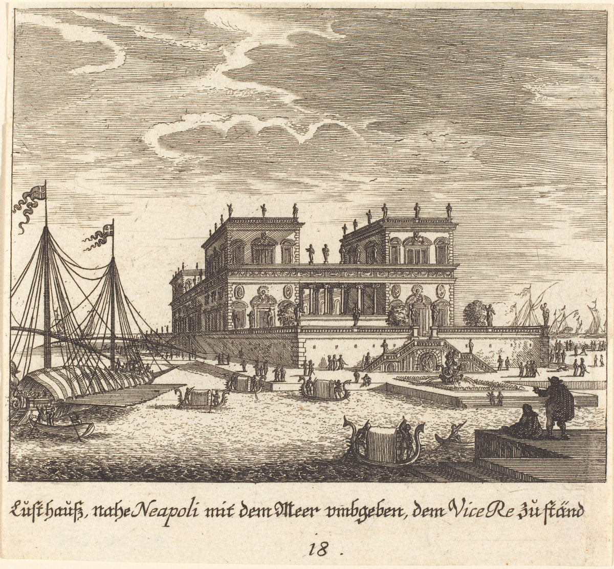 Palace, Vice Re, Naples by Melchior Küsel after Johann Wilhelm Baur (German, 1626 - 1683), 16X12"(A3)Poster Print