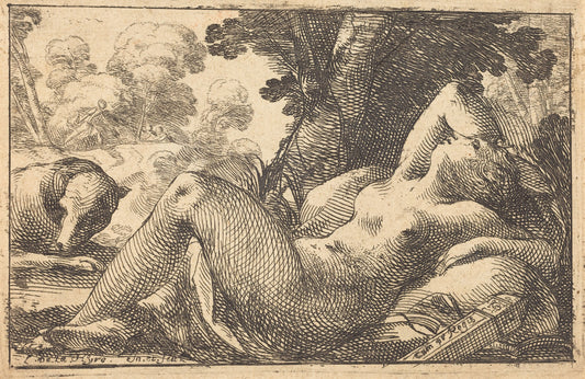 Diana Recumbent by Laurent de La Hyre (French, 1606 - 1656), 16X12"(A3)Poster Print