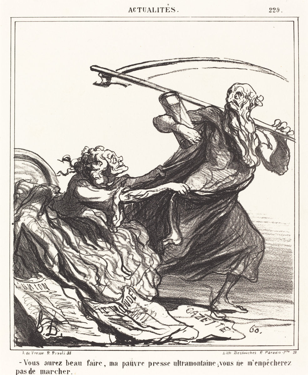 Vous aurez beau faire, ma pauvre presse... by Honoré Daumier (French, 1808 - 1879), 16X12"(A3)Poster Print