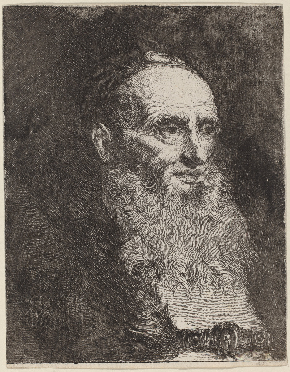 Old Man with a Beard by Giovanni Domenico Tiepolo (Italian, 1727 - 1804), 16X12"(A3)Poster Print