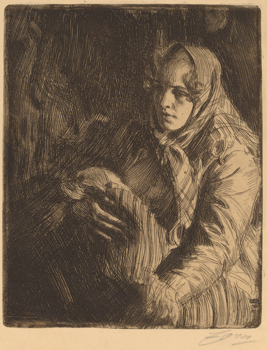 Madonna by Anders Zorn (Swedish, 1860 - 1920), 16X12"(A3)Poster Print