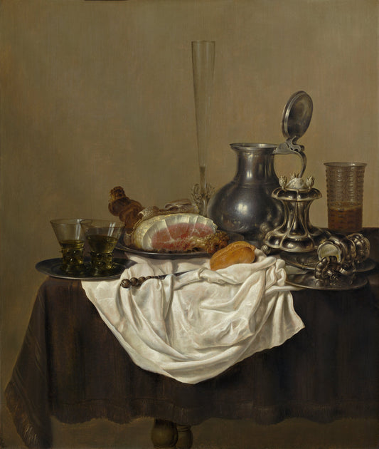 Still Life with Ham by Gerret Willemsz Heda (Dutch, active 1640s and 1650s), 16X12"(A3)Poster Print