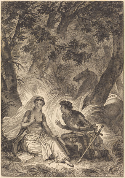 etching and engraving by after Jean-Honoré Fragonard (La fiancee du roi de Garbe: La chevalier), 16X12"(A3)Poster Print