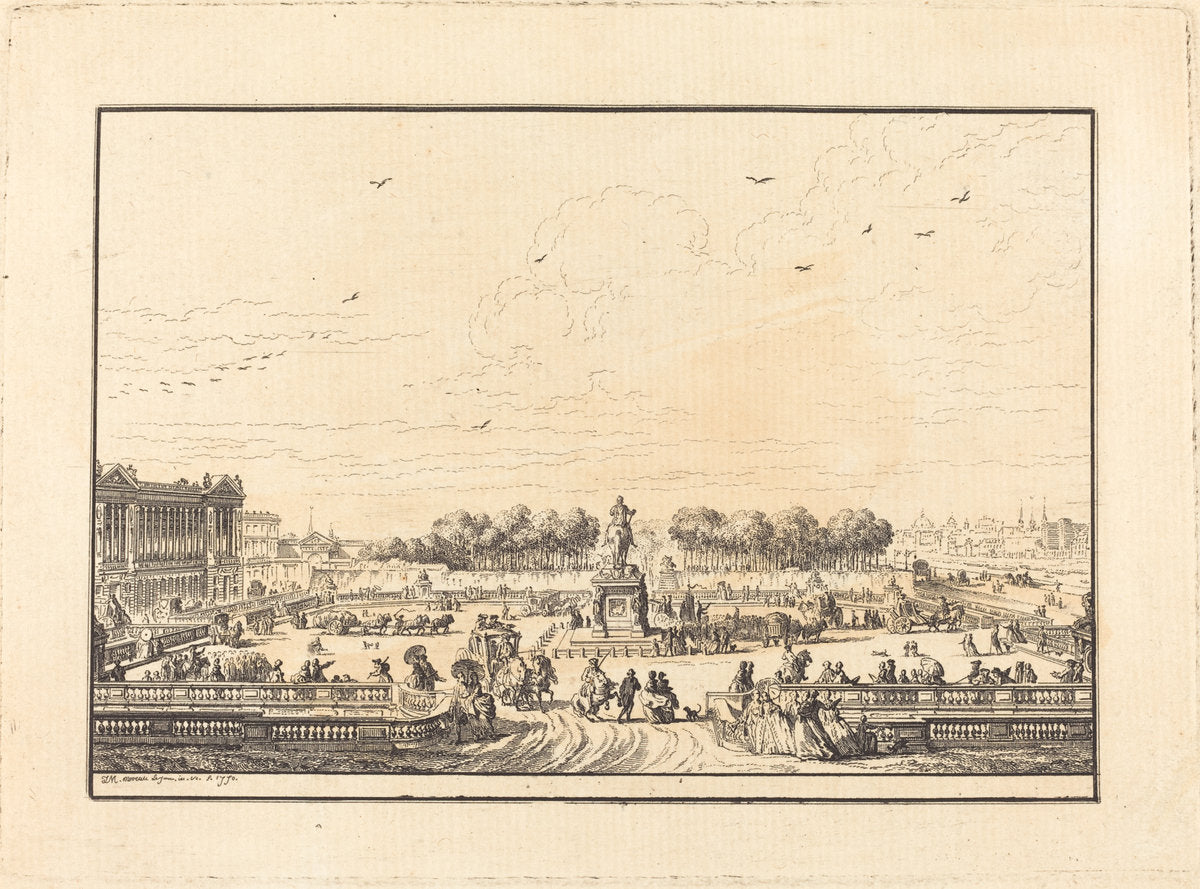 Place de Louis XV by Jean-Michel Moreau (French, 1741 - 1814), 16X12"(A3)Poster Print