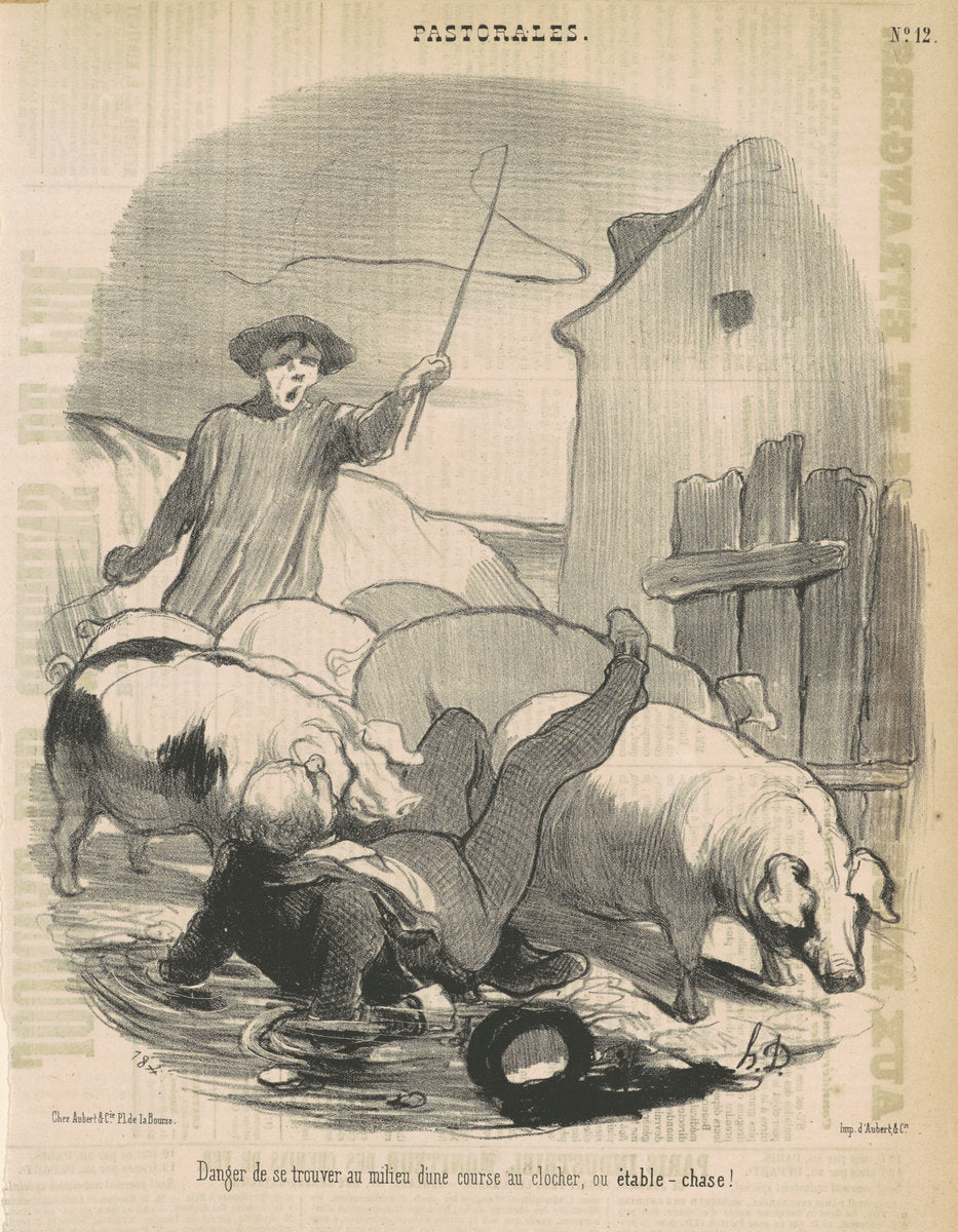 Danger de se trouver au milieu d'une course au clocher by Honoré Daumier (French, 1808 - 1879), 16X12"(A3)Poster Print