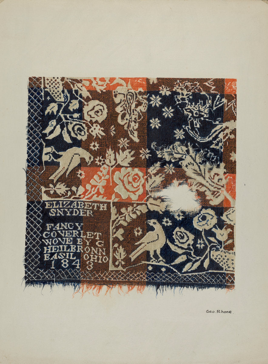 Eagle Coverlet by George E. Rhone (American, active c. 1935), 16X12"(A3)Poster Print