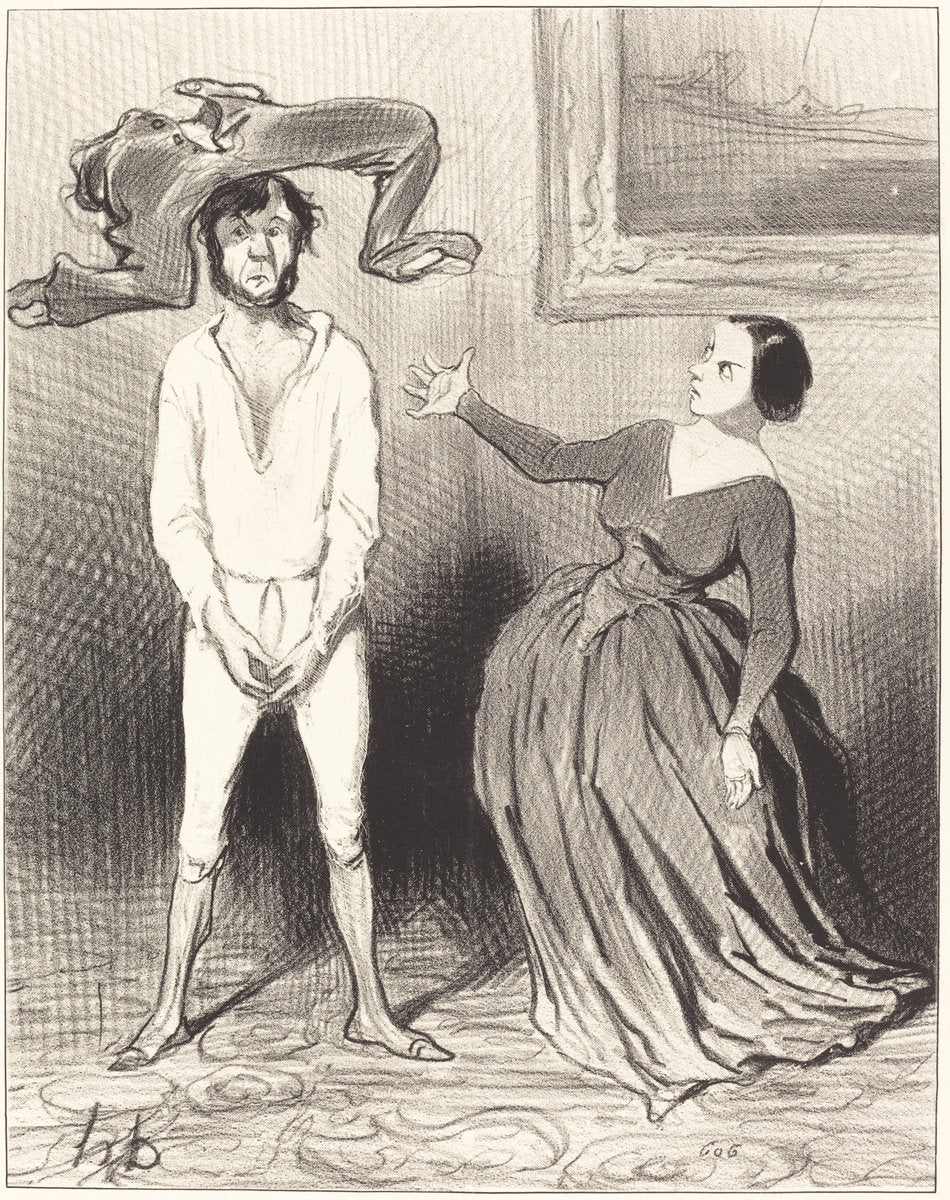 Une Femme comme moi... remettre un bouton?... by Honoré Daumier (French, 1808 - 1879), 16X12"(A3)Poster Print