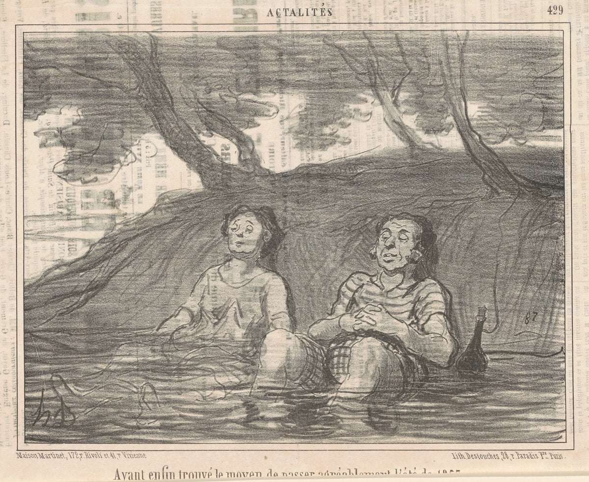 Ayant ... trouvé le moyen de passe agréablement l'été by Honoré Daumier (French, 1808 - 1879), 16X12"(A3)Poster Print