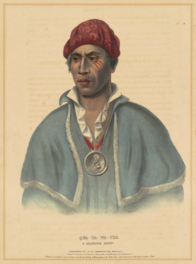 Qua-Ta-Wa-Pea, A Shawnoe Chief by Albert Newsam, after Henry Inman, after Charles Bird King (American, 1809 - 1864), 16X12"(A3)Poster Print