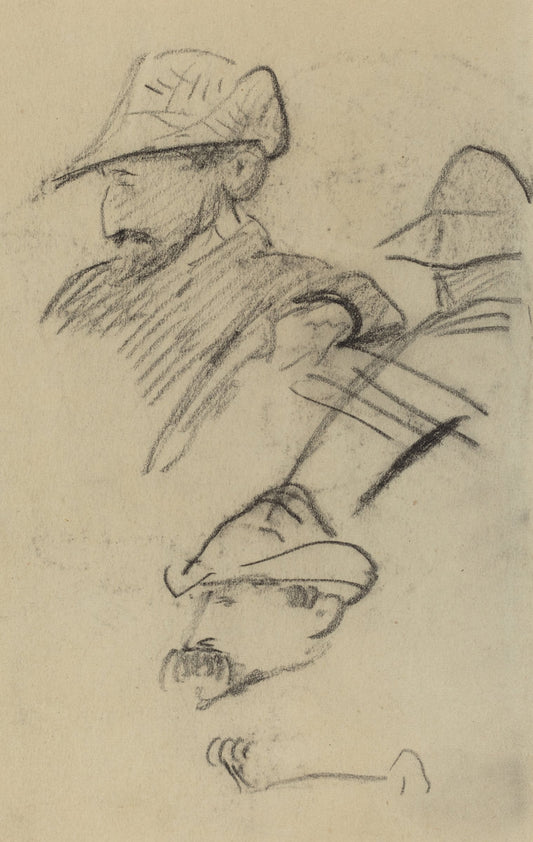 Three Studies of a Man Wearing a Hat [recto] by Paul Gauguin (French, 1848 - 1903), 16X12"(A3)Poster Print