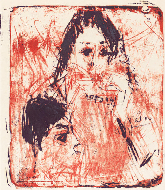 Harmonica Player (Mundharmonikaspielerin) by Ernst Ludwig Kirchner (German, 1880 - 1938), 16X12"(A3)Poster Print