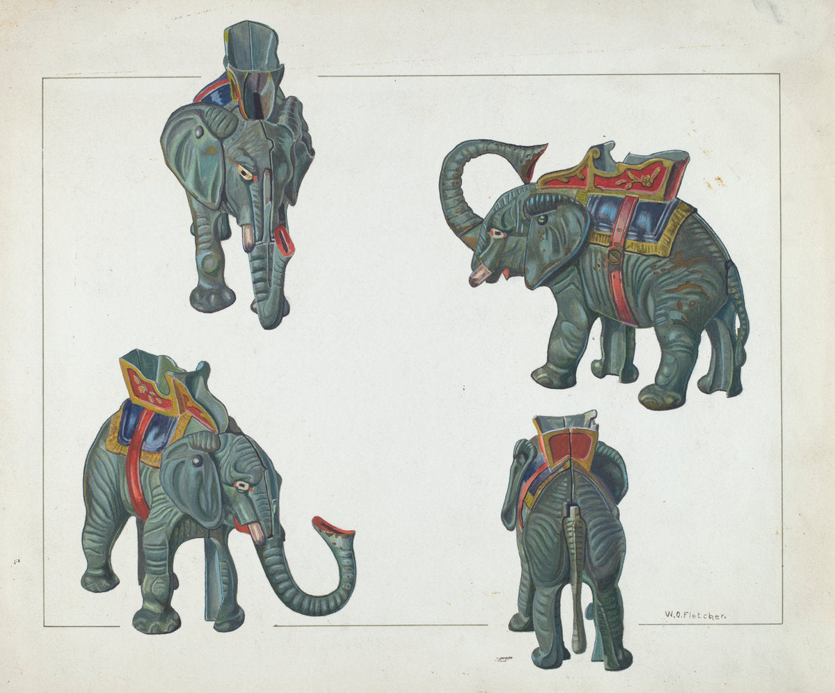 Toy Bank: Elephant by William O. Fletcher (American, active c. 1935), 16X12"(A3)Poster Print