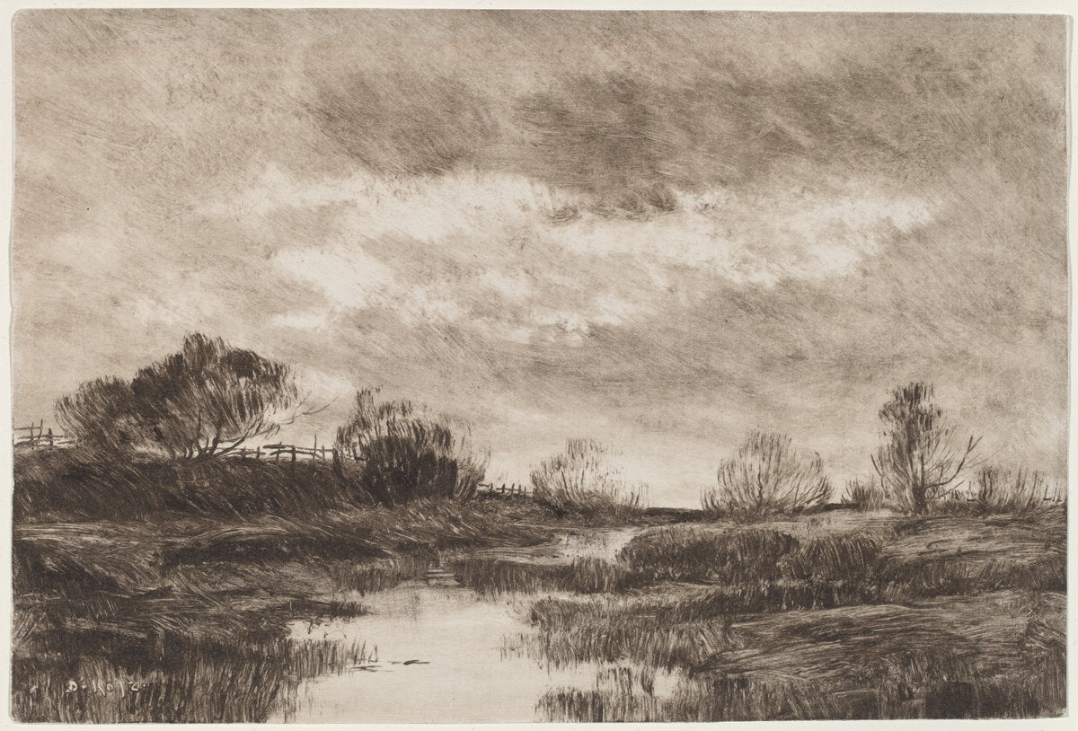 A Pastoral Landscape with a Stream by Daniel Kotz (American, 1848 - 1933), 16X12"(A3)Poster Print