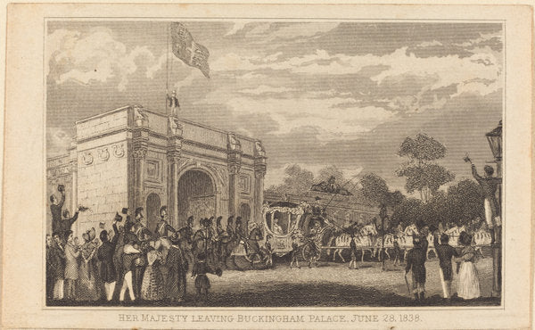 19th century by British 19th Century (Her Majesty Leaving Buckingham Palace, June 28, 1838 [left half]), 16X12"(A3)Poster Print