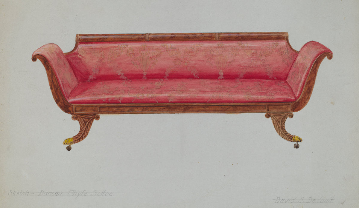 Settee by David S. De Vault (American, active c. 1935), 16X12"(A3)Poster Print