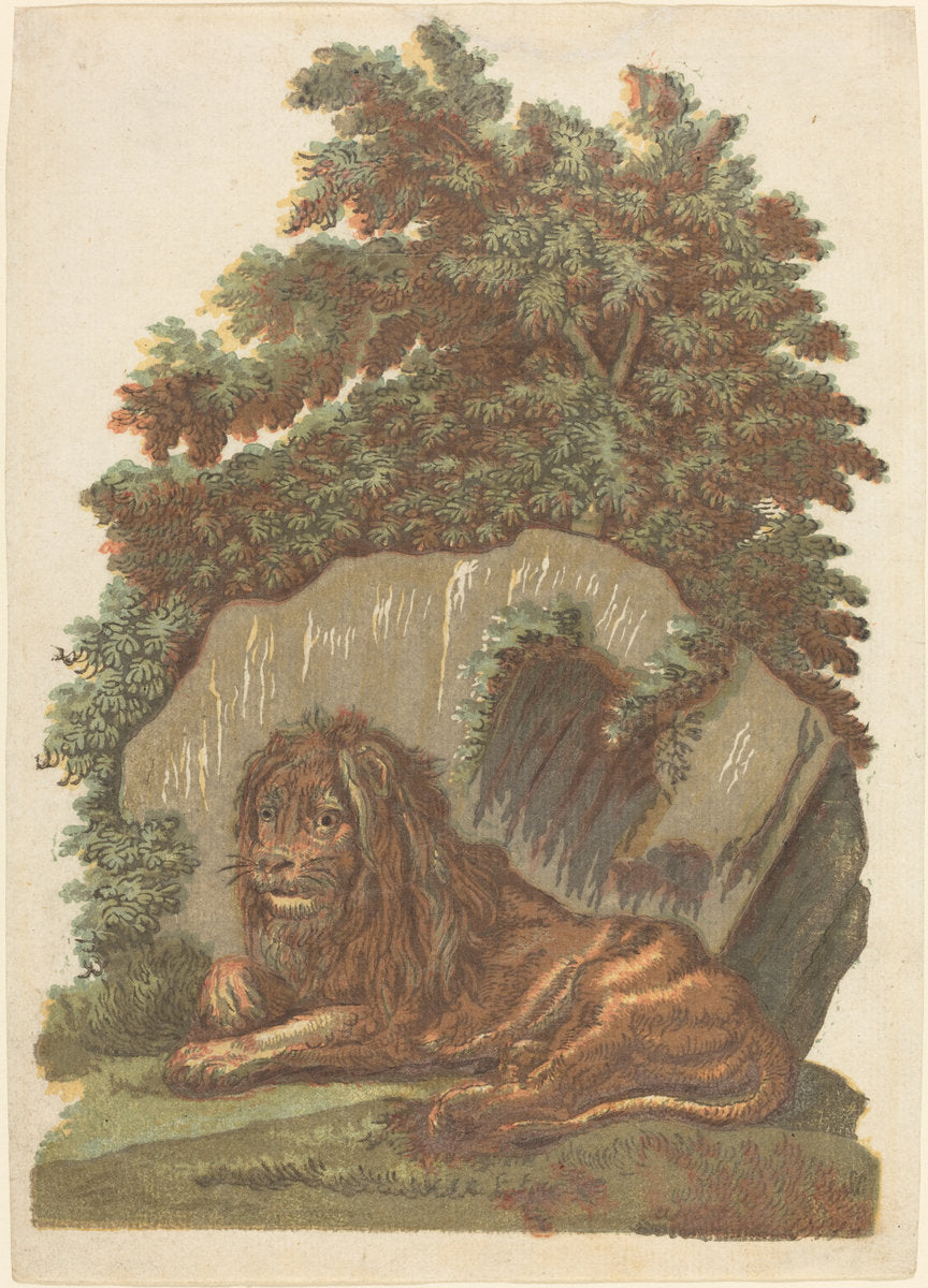 The Lion by John Baptist Jackson (English, 1701 - c. 1780), 16X12"(A3)Poster Print