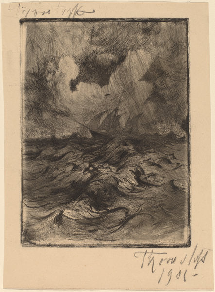 Storm at Sea by Thorvald Simeon Niss (Danish, 1842 - 1905), 16X12"(A3)Poster Print