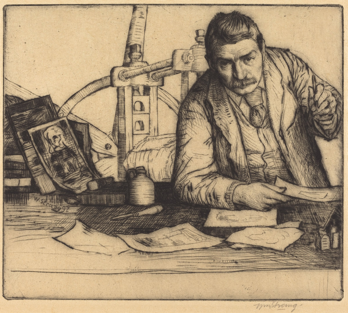 Self-Portrait by William Strang (Scottish, 1859 - 1921), 16X12"(A3)Poster Print