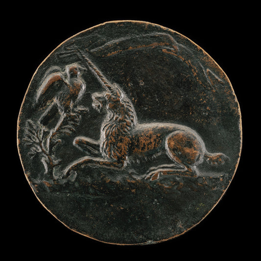 Unicorn Before a Tree [reverse] by Attributed to Niccolò Fiorentino (Italian, 1430 - 1514), 16X12"(A3)Poster Print
