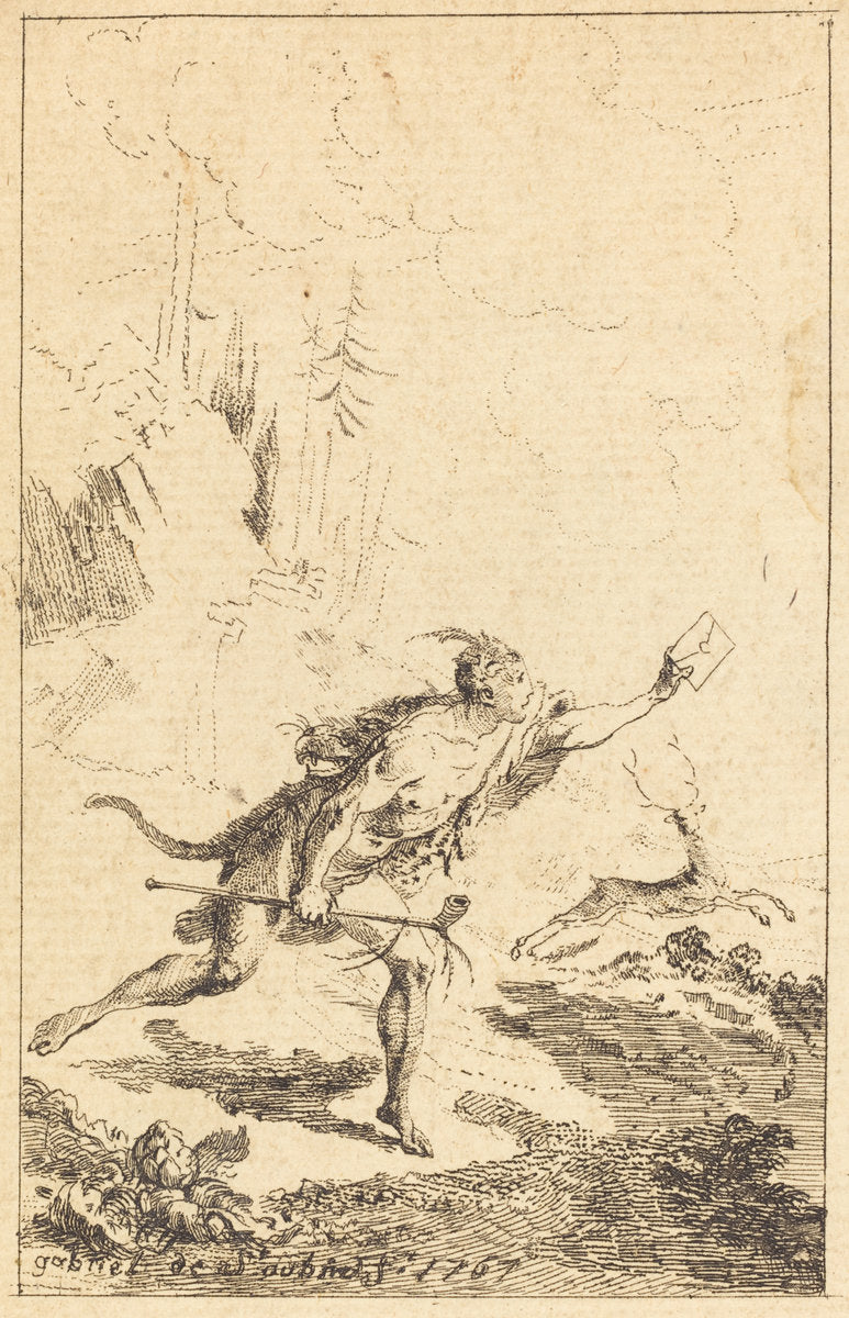 Envoy to M. de Saint-Denis by M. de Belle-Isle, Prisoner [left] by Gabriel Jacques de Saint-Aubin (French, 1724 - 1780), 16X12"(A3)Poster Print