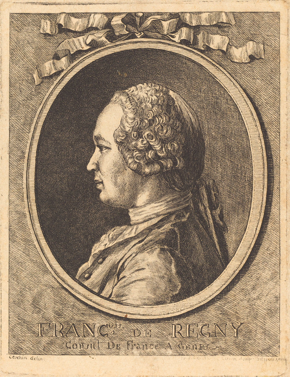 etching with engraving on laid paper by after Charles-Nicolas Cochin II (Francois de Regny), 16X12"(A3)Poster Print